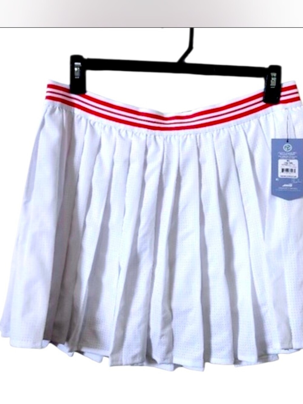Avia White Pleated Tennis Skort with Red Stripe Waistband XL